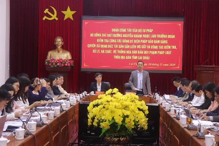 Đoàn công tác của Bộ Tư pháp làm việc với tỉnh Lai Châu