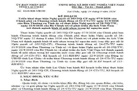 Tuyên truyền Kế hoạch số 8228/KH-UBND ngày 24/9/2026 của UBND tỉnh Lai Châu 